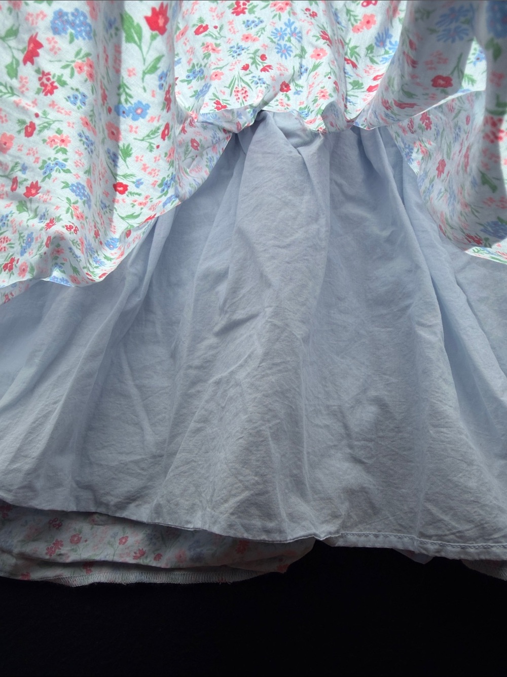 Girls Floral Smocked Dress with Peter Pan Collar - Pink & Blue - Picture 5 of 6